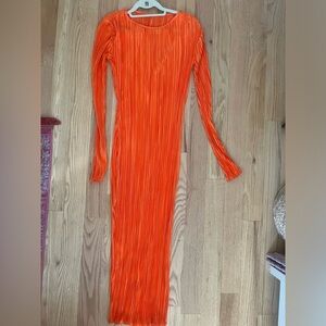 Long sleeve, maxi orange summer dress